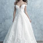 9681 Allure Bridals Off-Shoulder Sleeves & Lace Galore