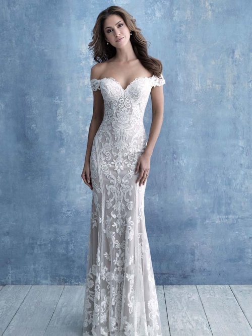 Off-Shoulder Cap Sleeves Wedding Dress Allure Bridals 9704