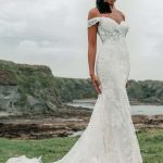 Off-Shoulder Cap Sleeves Wedding Dress Allure Bridals 9704