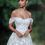 9803 Allure Bridals Soft and romantic off-shoulder gown