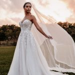 9852 Allure Bridals Sheer Back Strapless Wedding Dress