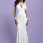 3409 Allure Romance lace illusion sleeves sheath Gown