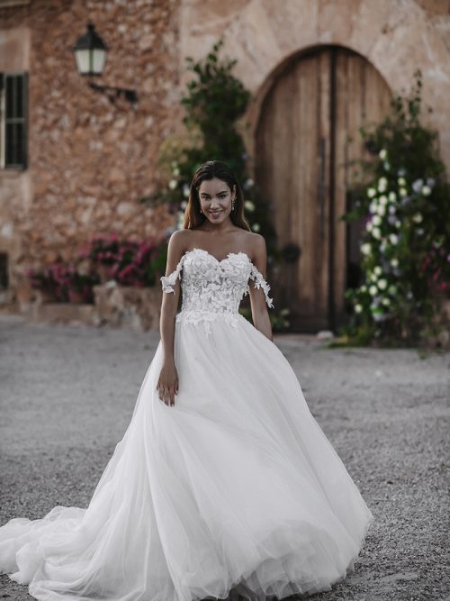 Off-Shoulder Floral Bodice Wedding Dress