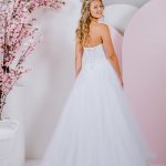 G275A Corset fitted bodice with white pearls and full tulle skirt