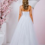 G297 Featured strapless neckline gown with cute bow at waist