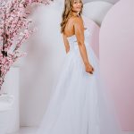 G297 Featured strapless neckline gown with cute bow at waist