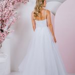 G301L LINED Delicately placed floral lace, with tulle skirt