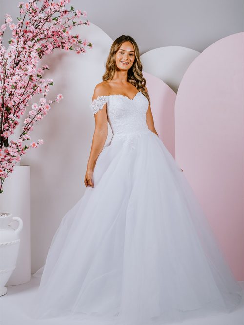 off-shoulder strap PR-851 Debutante Gowns