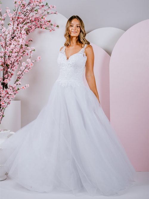 v-neckline PR-856 Debutante Gowns