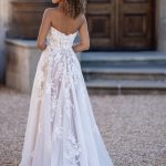 A1102 Allure Bridals strapless A-line gown sequined lace appliqués