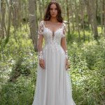 F227 'Lila' Wilderly Bridals lace leaves and flowers scatter A-line gown