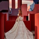 MJ1065 textured Floral Jacquard Satin Wedding Dress