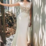 MJ808 Madison James Sheer Hemline Wedding Dress