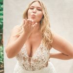 MJ808 Madison James Sheer Hemline Wedding Dress