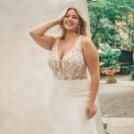 MJ808 Madison James Sheer Hemline Wedding Dress