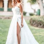 R3758 Strapless, A-line gown.
